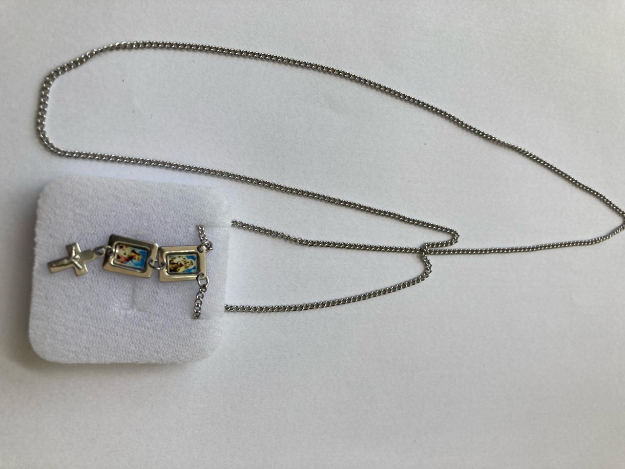 imagem de ESCAPULÁRIO AÇO INOX NOSSA SENHORA DO CARMO E SAGRADO CORAÇÃO DE JESUS