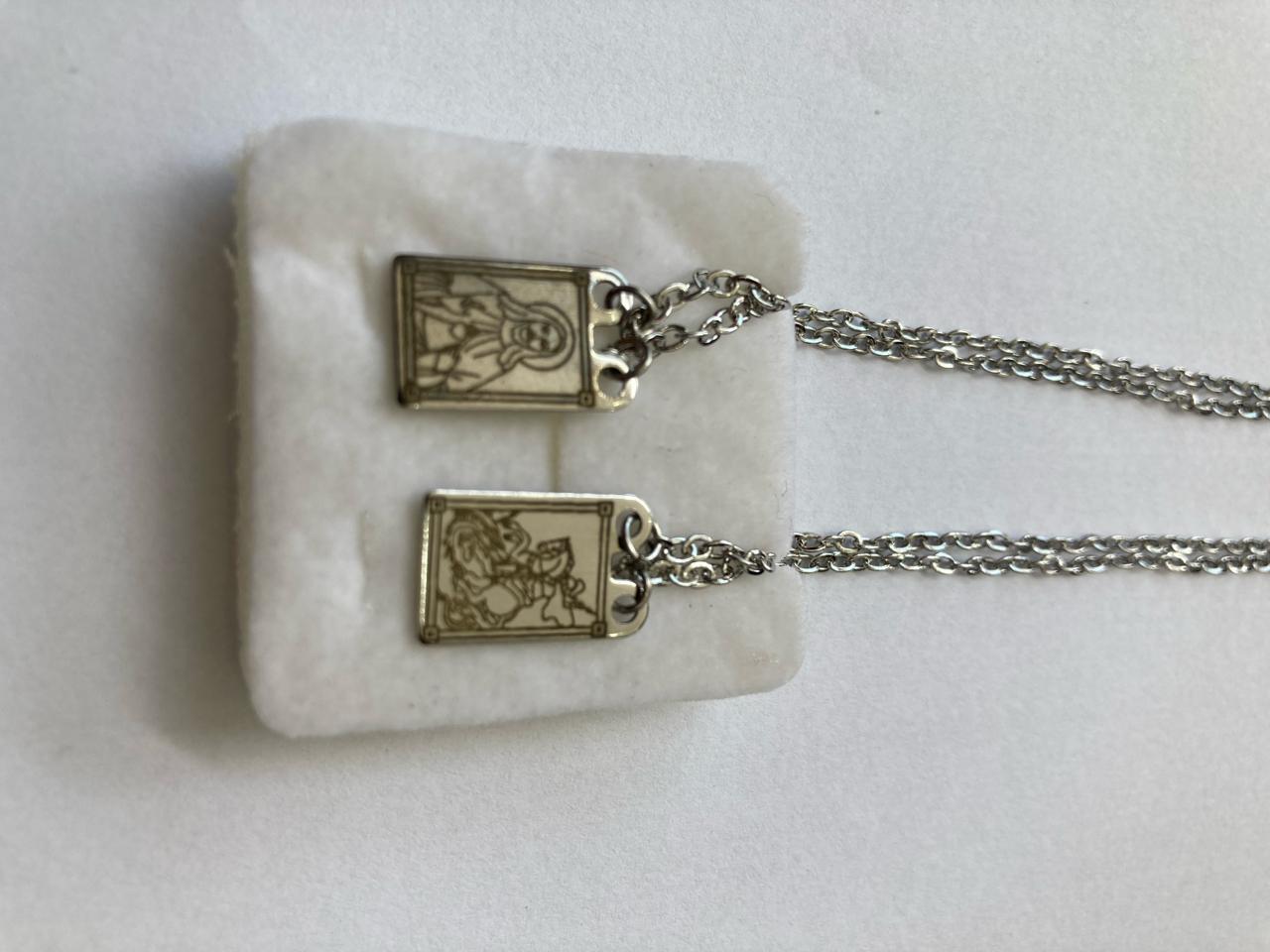 imagem de ESCAPULÁRIO AÇO INOX  SAGRADO CORAÇÃO DE JESUS E SÃO JORGE