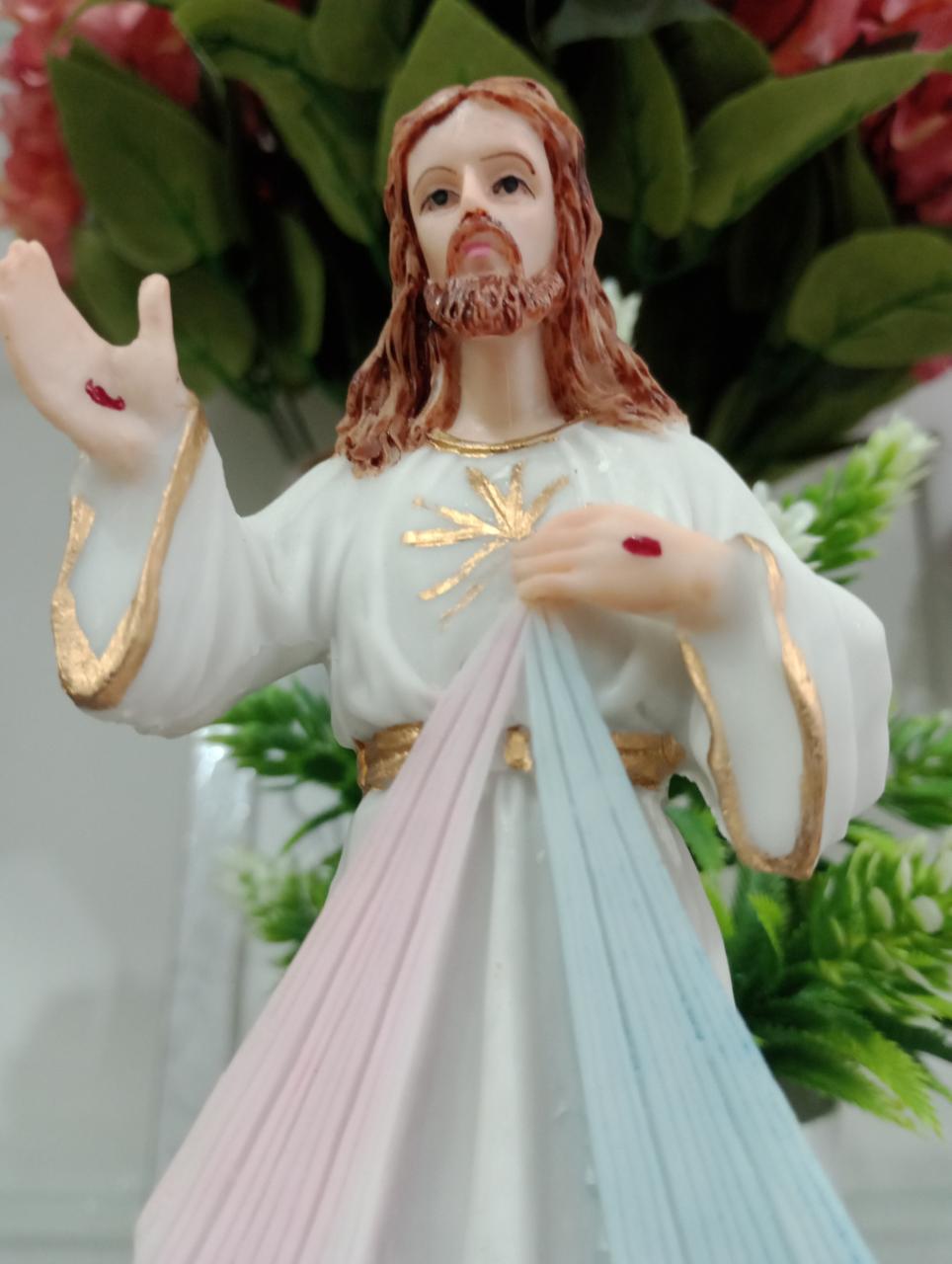 imagem de Jesus Misericordioso  Resina  20 cm