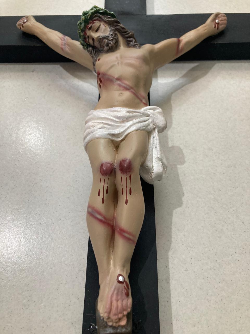 imagem de Crucifixo Madeira  60cm Cristo gesso