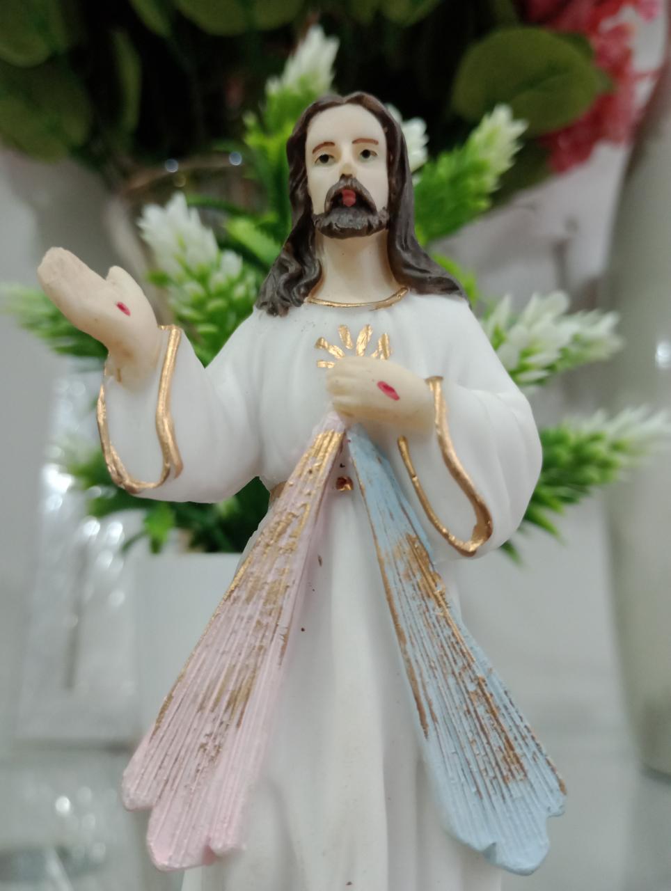 imagem de Jesus Misericordioso  Resina  15 cm