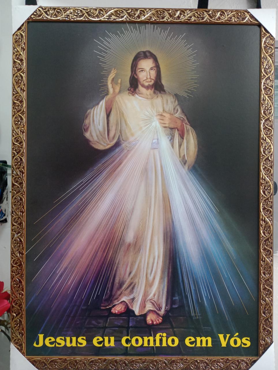 imagem de Quadro Jesus Misericordioso 50 x 70 com moldura 3 cm