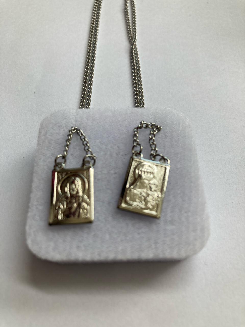 imagem de ESCAPULÁRIO AÇO INOX NOSSA SENHORA DO CARMO E SAGRADO CORAÇÃO DE JESUS