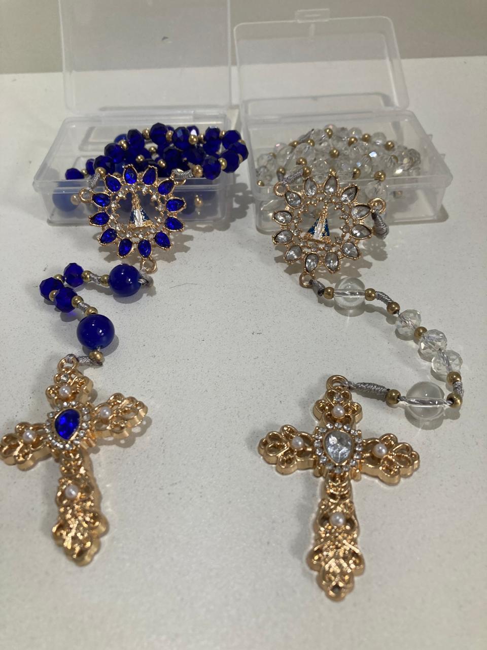 imagem de TERÇO PEROLA NOSSA SENHORA APARECIDA AZUL COBALTO LUXO