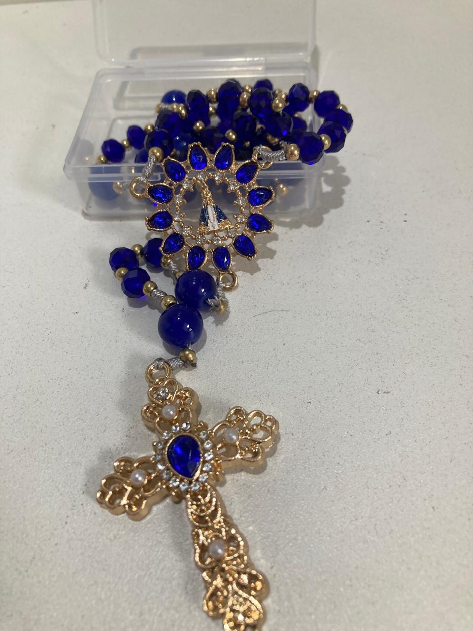 imagem de TERÇO PEROLA NOSSA SENHORA APARECIDA AZUL COBALTO LUXO