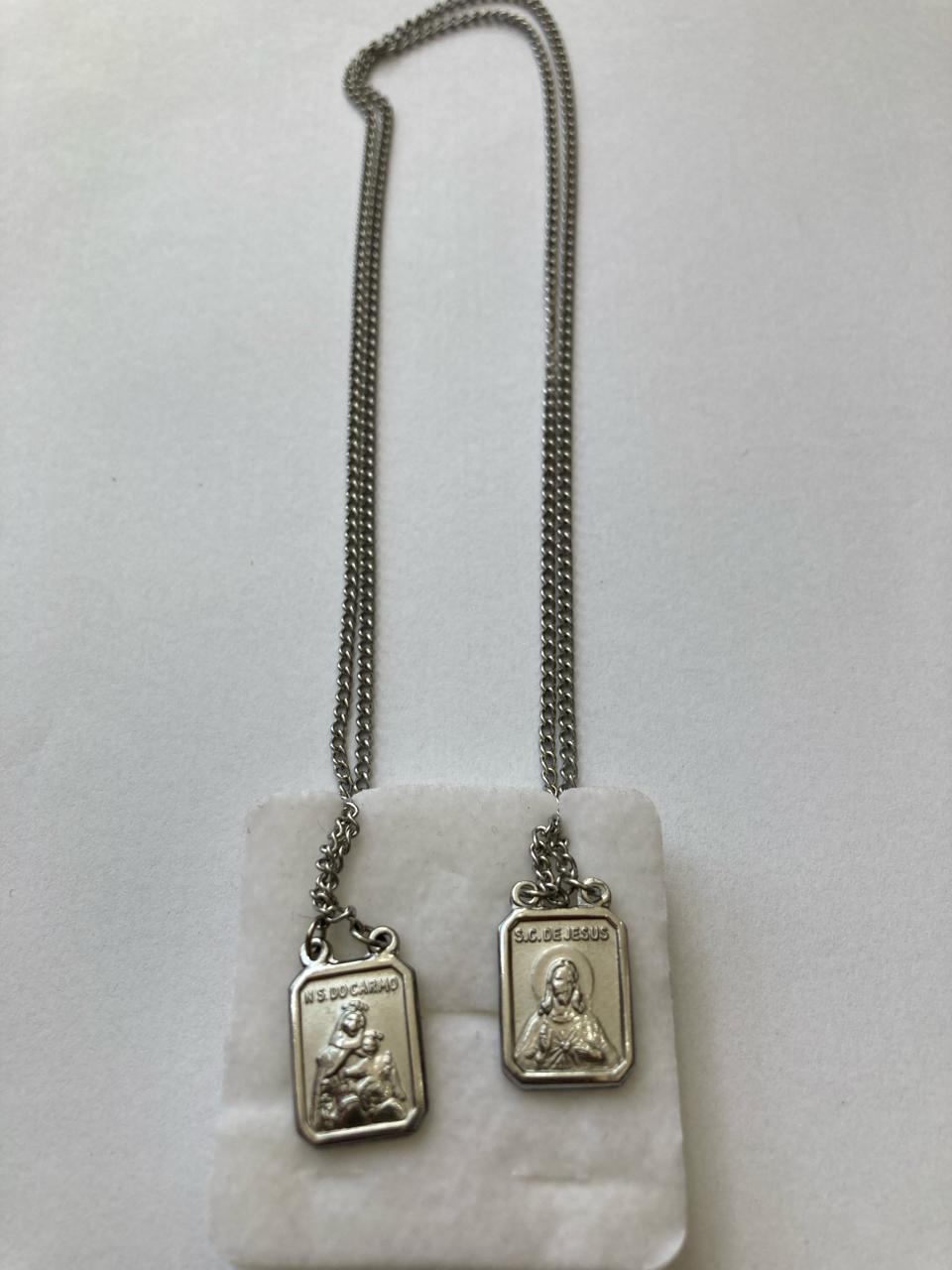imagem de ESCAPULÁRIO AÇO INOX  NOSSA SENHORA DO CARMO E SAGRADO CORAÇÃO DE JESUS