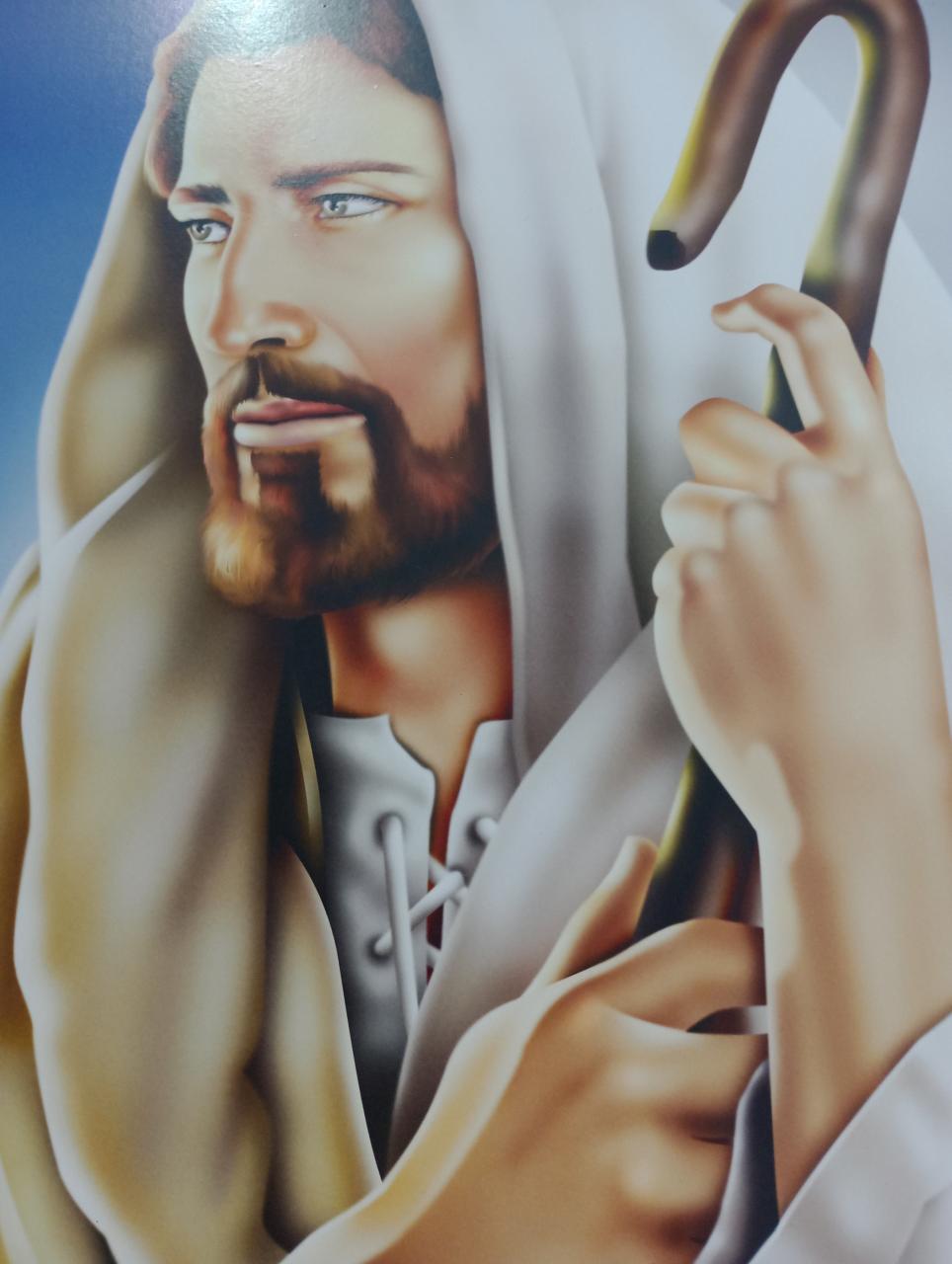 imagem de Quadro Jesus Bom Pastor 50 x 70 com moldura 3 cm