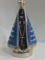 imagem de Nossa Senhora Aparecida 25 centímetros de gesso com pedraria azul