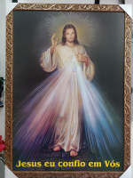 imagem de Quadro Jesus Misericordioso 50 x 70 com moldura 3 cm