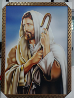 imagem de Quadro Jesus Bom Pastor 50 x 70 com moldura 3 cm