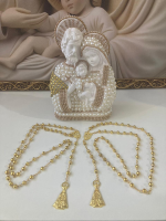 imagem de KIT BODAS DE OURO SAGRADA FAMILIA +02 TERÇOS DOURADO